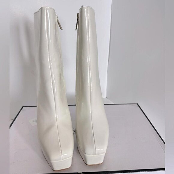 Guess Womens Byra Ivory Patent Square Toe Block Heel Mid-Calf Boots Shoes 8 - Picture 7 of 9